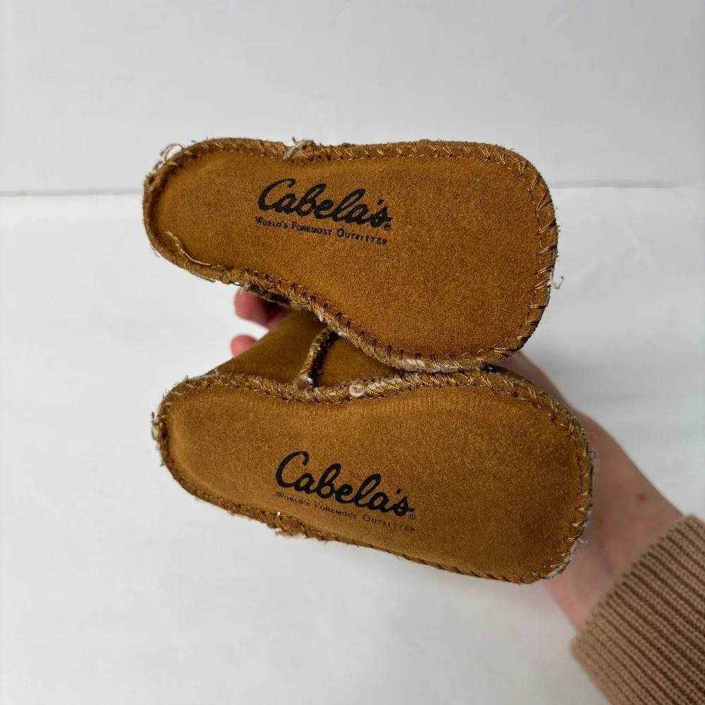 Cabelas Infant Boots Brown Suede‎ Sheepskin Lined Winter Baby Shoes 0-6 Months